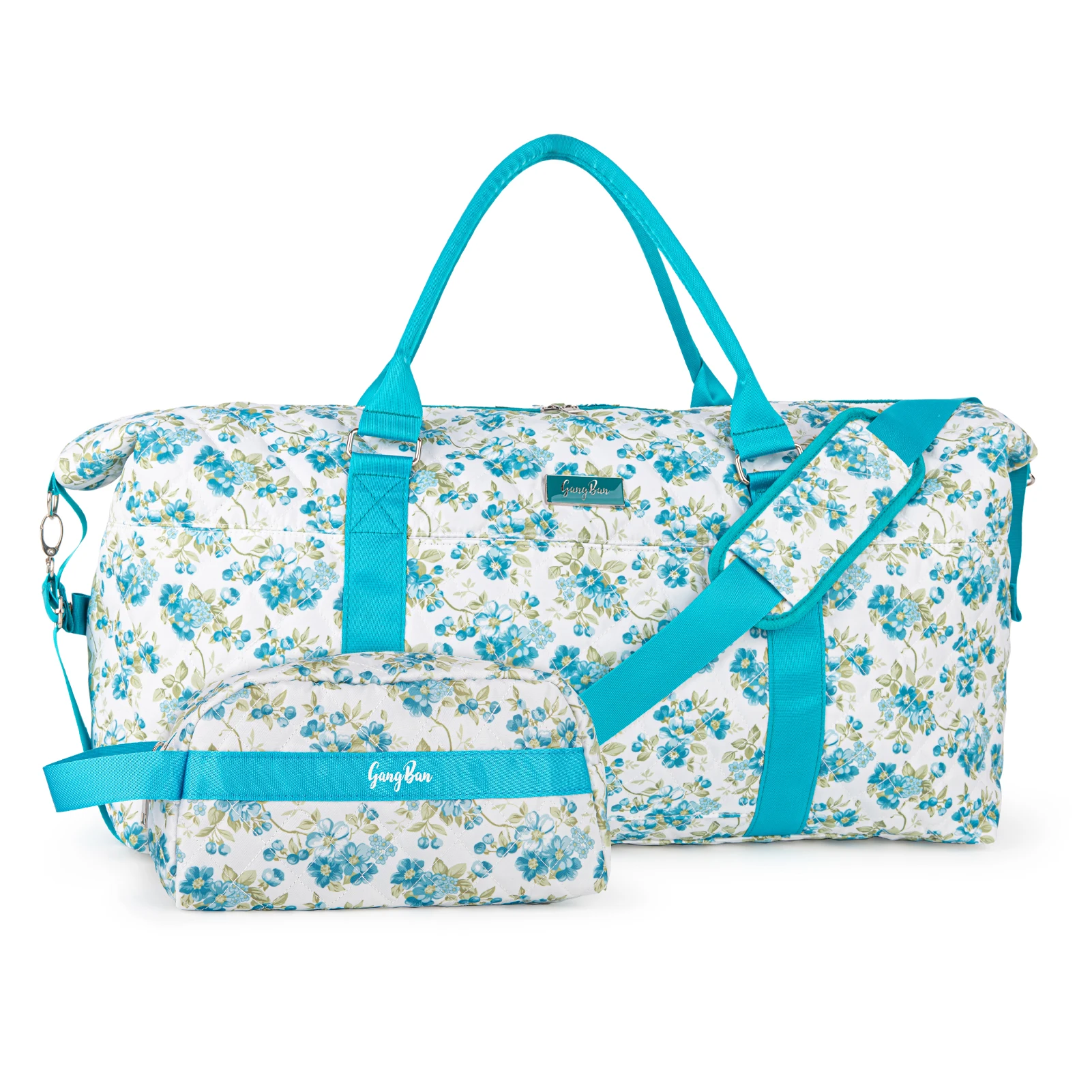 Travel Duffel Bag for Women, Large Overnight Weekender with Adjustable Strap, Wet Pocket, Carry On Sports Tote, Hospital Bag-Light Blue