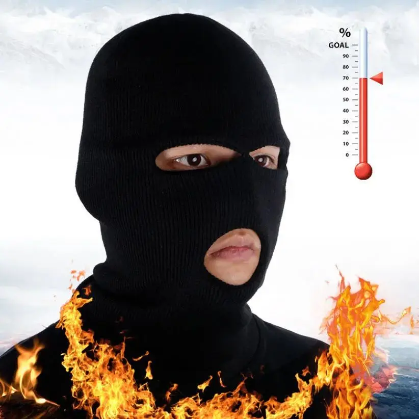 Colors Knitted 3 Holes Ski Mask Windproof Full Face Knit Hats Custom Ski Mask Men Warm Wool Balaclava Embroidery Winter Hats