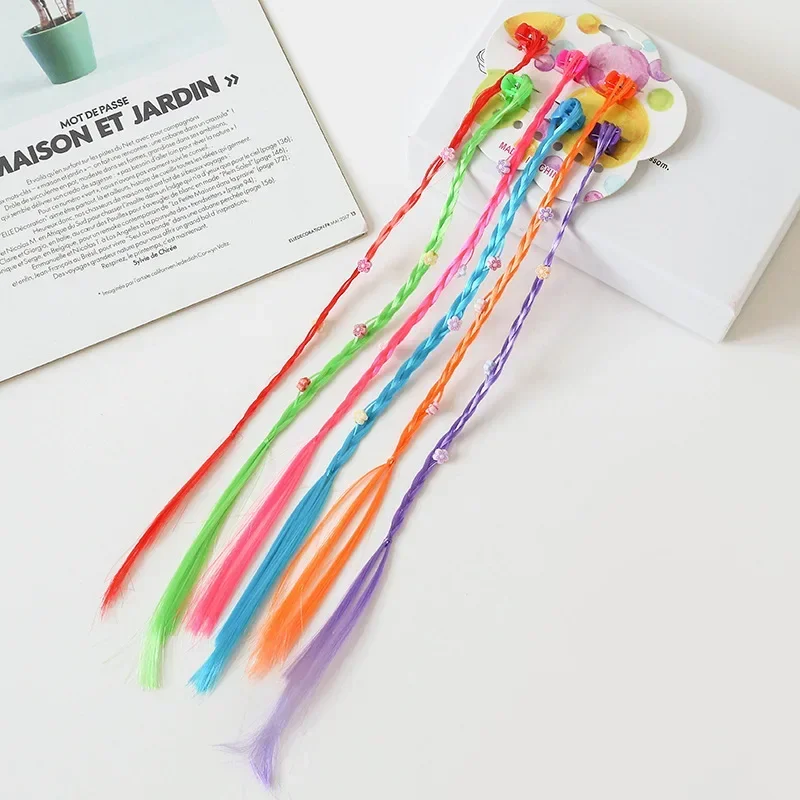 Girls Colorful Wigs Ponytail Hair Ornament Princess Hair Claw Clips Twist Braid Headwear Kids Girls Hair Accessories