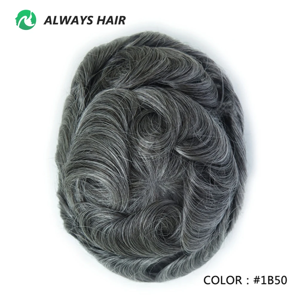 Onzichtbare Haarlijn Haar Systeem Unit Voor Mannen 0.03-0.04Mm Super Dunne Base Toupee Indian Human Hair Mens 'Topper pruik