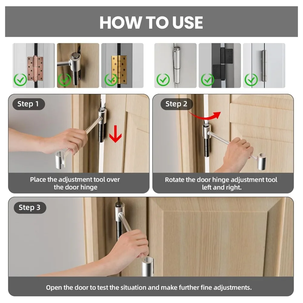 Llave de reparación de bisagra de puerta de doble cabezal, ajuste de 8-19mm/19-25mm, llave que ahorra trabajo, herramientas manuales de reparación de huecos de bisagra para el hogar, 1/2 Uds.
