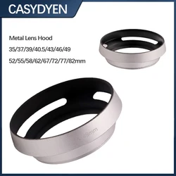 Camera Lens Hood Metal Vented 35/37/39/40.5/43/46/49/52/55/58/62/67/72/77/82mm Screw-in Lente Protect For Canon Nikon Sony Leica