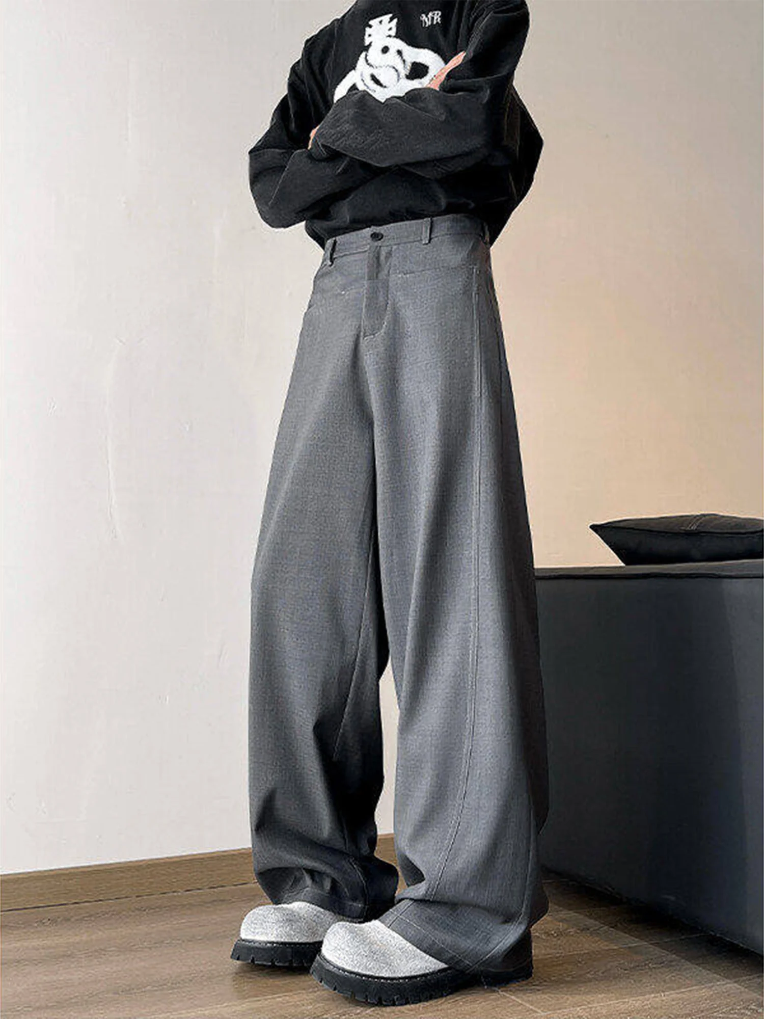 

Мужские свободные брюки прямого кроя, осенняя новинка, повседневные брюки-костюм, модные брюки Cleanfit