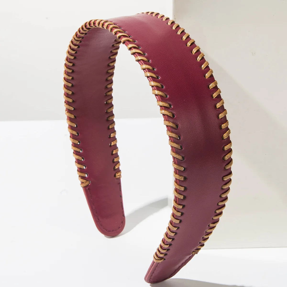 Neues PU-Leder Stirnband mit Farbblockierung, Breitkrempiges, Retro, Hochwertiges Stirnband, Vielseitiges Accessoire für den Täglichen Gebrauch – Detail 4