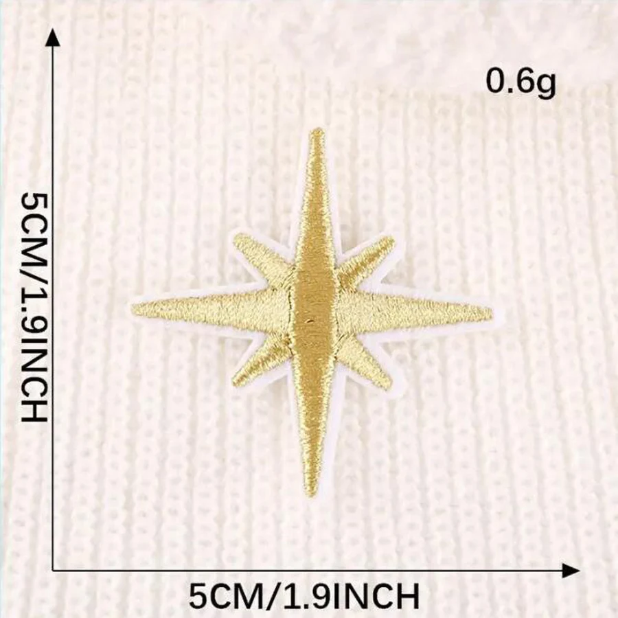 10 Stück Bestickte Gold- und Silberstern-Aufnäher zum Aufbügeln, Nähapplikationen zur Reparatur, Weihnachts- und Feiertagsdekoration – Detail 6