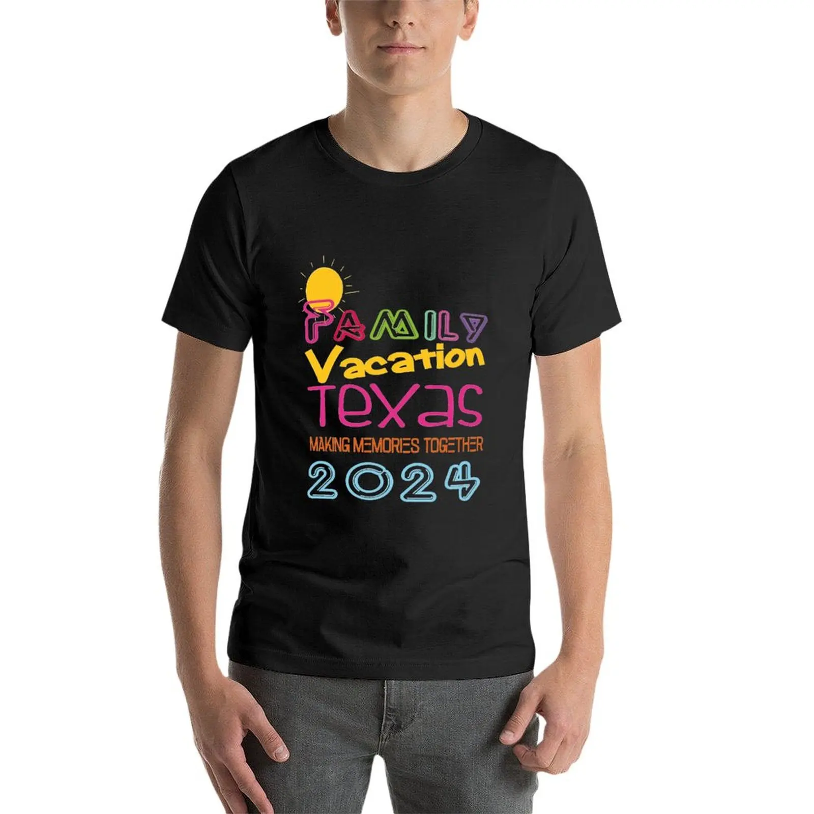 Copia delle vacanze in famiglia Texas 2024 fare i ricordi insieme divertente estate. T-shirt vestiti carini top magliette alte da uomo oversize