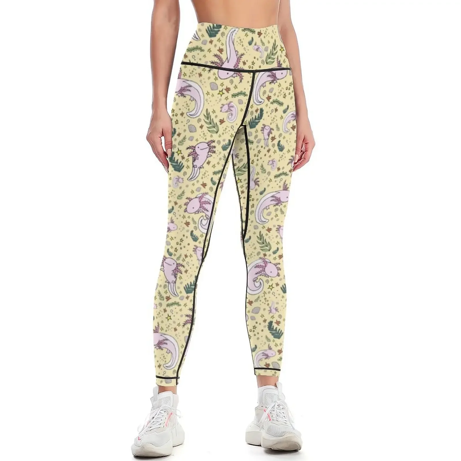 

Axolotls in Yellow Leggings Sweatpants sporty woman push up Sports pants for Clothing fitness Womens Leggings
