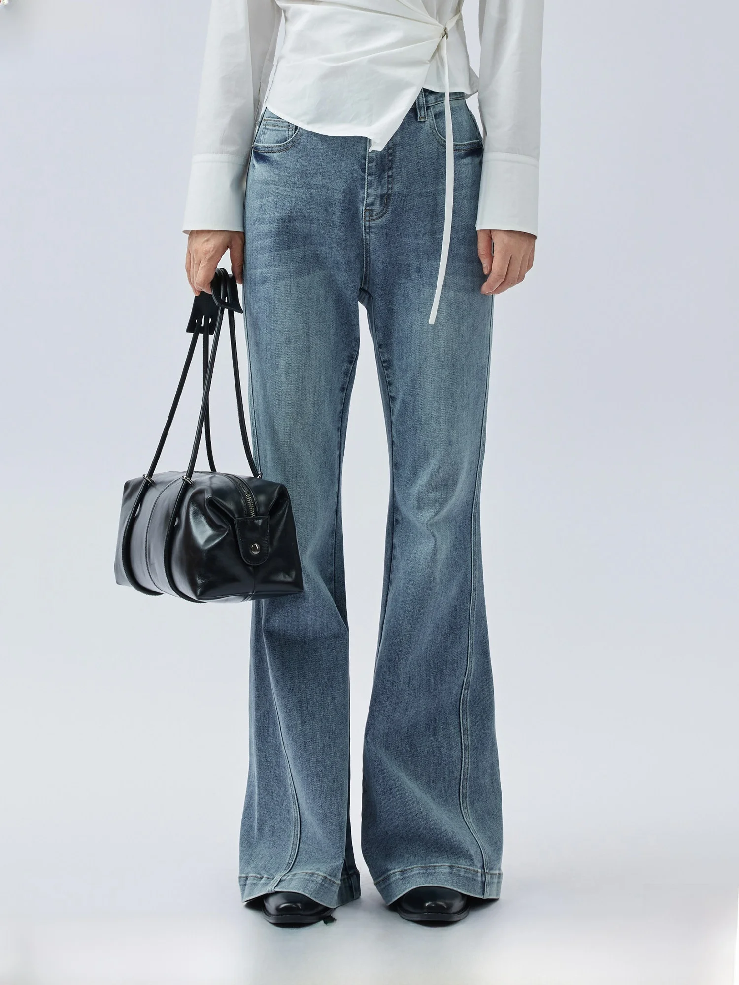 

Женские джинсы-клеш с высокой талией, модные, универсальные, износостойкие, хлопковые, повседневные, весенние, новинка ZK ULER