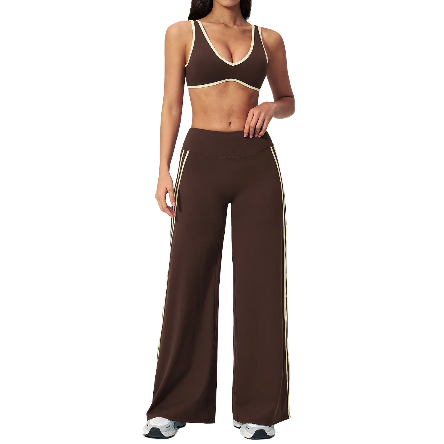 2PCS Flared Pants Yoga Set Women's Tracksuits Gym Fitness Outfits Sports Sets Female Shockproof Sports Bra Yoga Workout Clothes