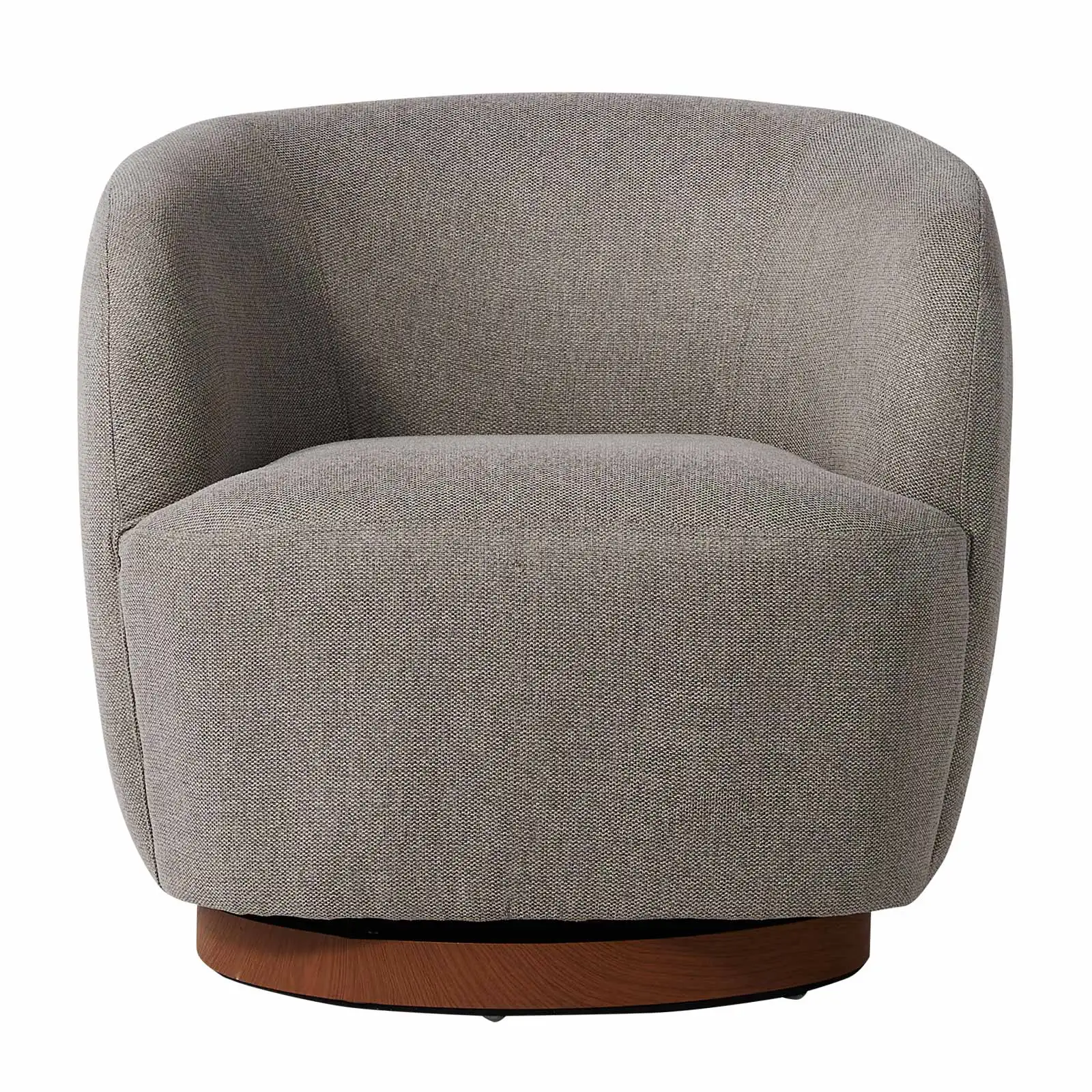 Modern 360 Degree Swivel Accent Chair Armchair with Curved Back Linen Fabric Upholstered Round Barrel Chair for Living Room