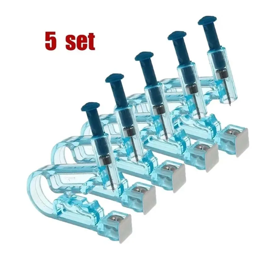 5pcs Disposable Ear Piercing Gun Kit-Safty Ear Piercer with Built-in Ear Studs-Asepsis Gun Piercing