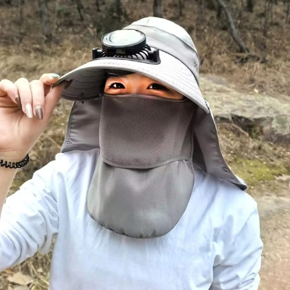 Quick Dry Solar Fan Hat Breathable Solar Charging Wide Brim Sun Cap USB Charging Digital Display Summer Fan Visor Cap