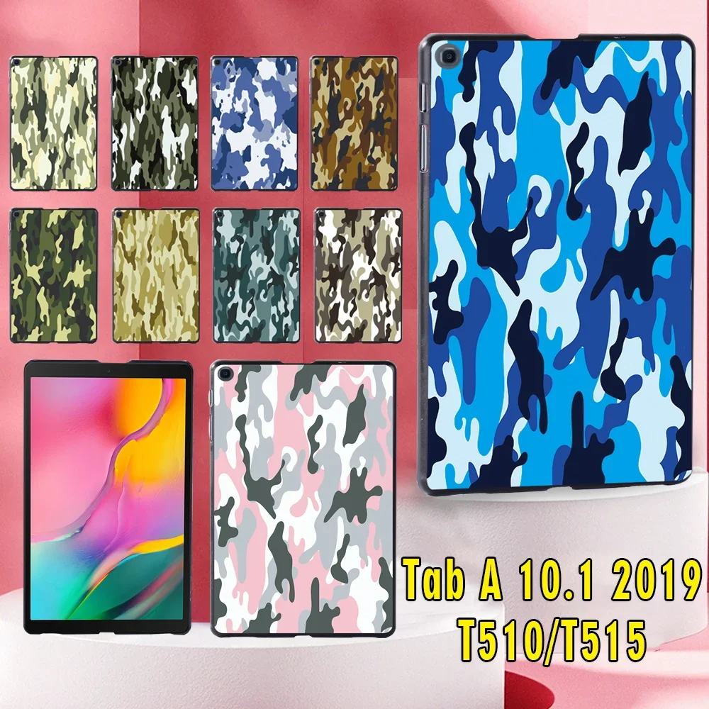 

For Samsung Galaxy Tab A 10.1 2019 SM-T510/SM-T515 Fashion Camouflage Pattern Plastic Tablet Hard Shell Case+Stylus