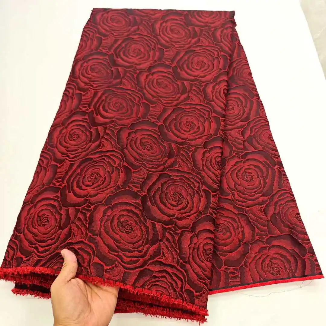 

African Brocade Lace Fabric Latest 2025 Nigerian Jacquard Lace Damask Lace Fabric Sew Luxury Party Dresse For Women
