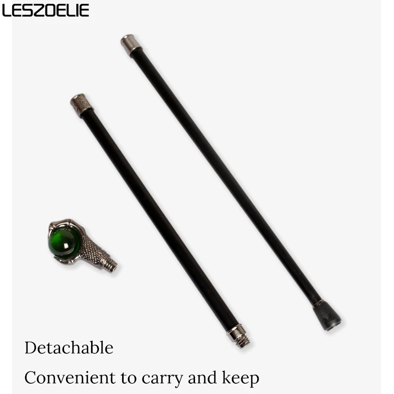 Luxuriöse silberne Drachenklaue mit smaragdgrüner Kristallkugel, Gehstock, Mann, eleganter Vintage-Stick, Damenmode, Partystock