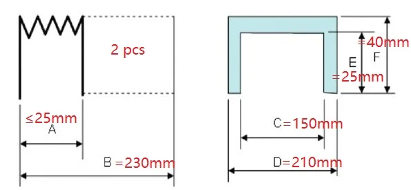 Accordion type nylon bellows Shield T12,Inner width 150mm x Inner height 25mm x Max length 230mm-2 pcs