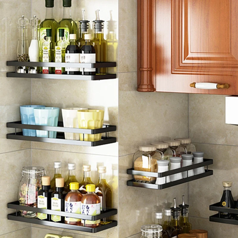 Spice Rack Kitchenware Wall-Mounted Punch-Free Household Spice Rack Spice Storage Drain Rack A-SPMI