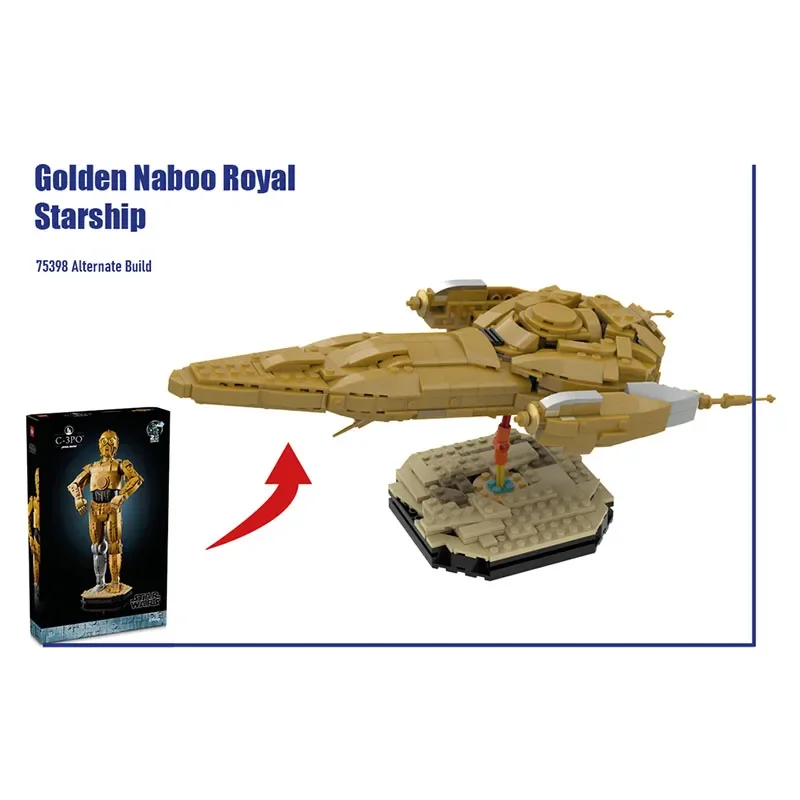 

578PCS starswar Golden Naboo Royal Starship Midiscale Space Sci-Fi MOC DIY Education Model Building Blocks Birthday Toys present