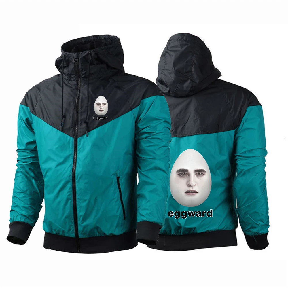 Hot Twilight Eggward Funny Logo Print 2026 Spring And Autumn Men's Color Blocking Designer Eye-catching Coat Windproof Jacket