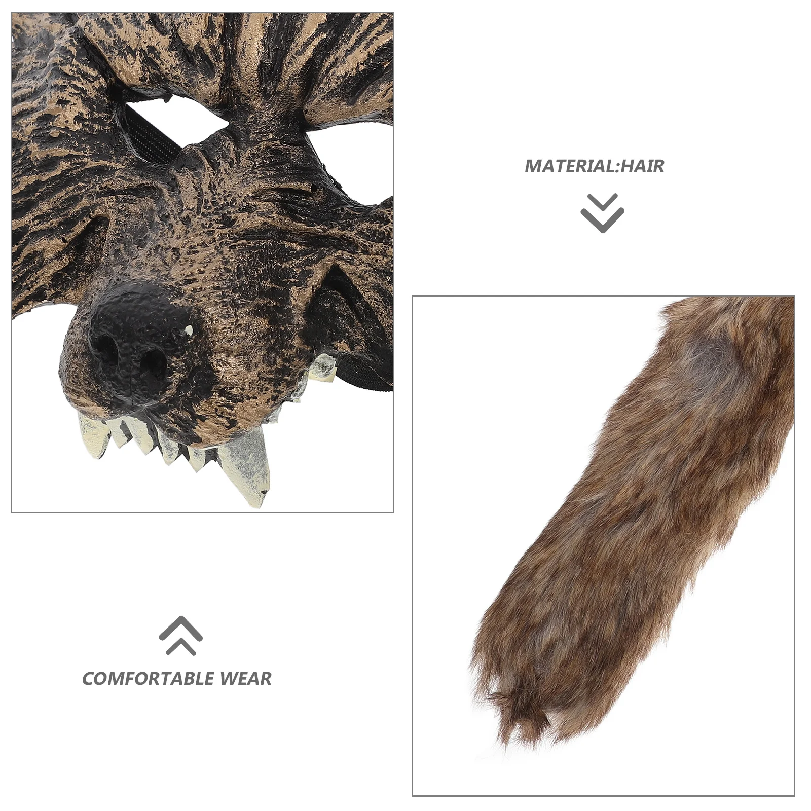 Zestaw maski wilka i ogona, realistyczny kostium wilkołaka, maskarada zwierzęca, impreza Halloween, występ na scenie dla dorosłych i dzieci.
