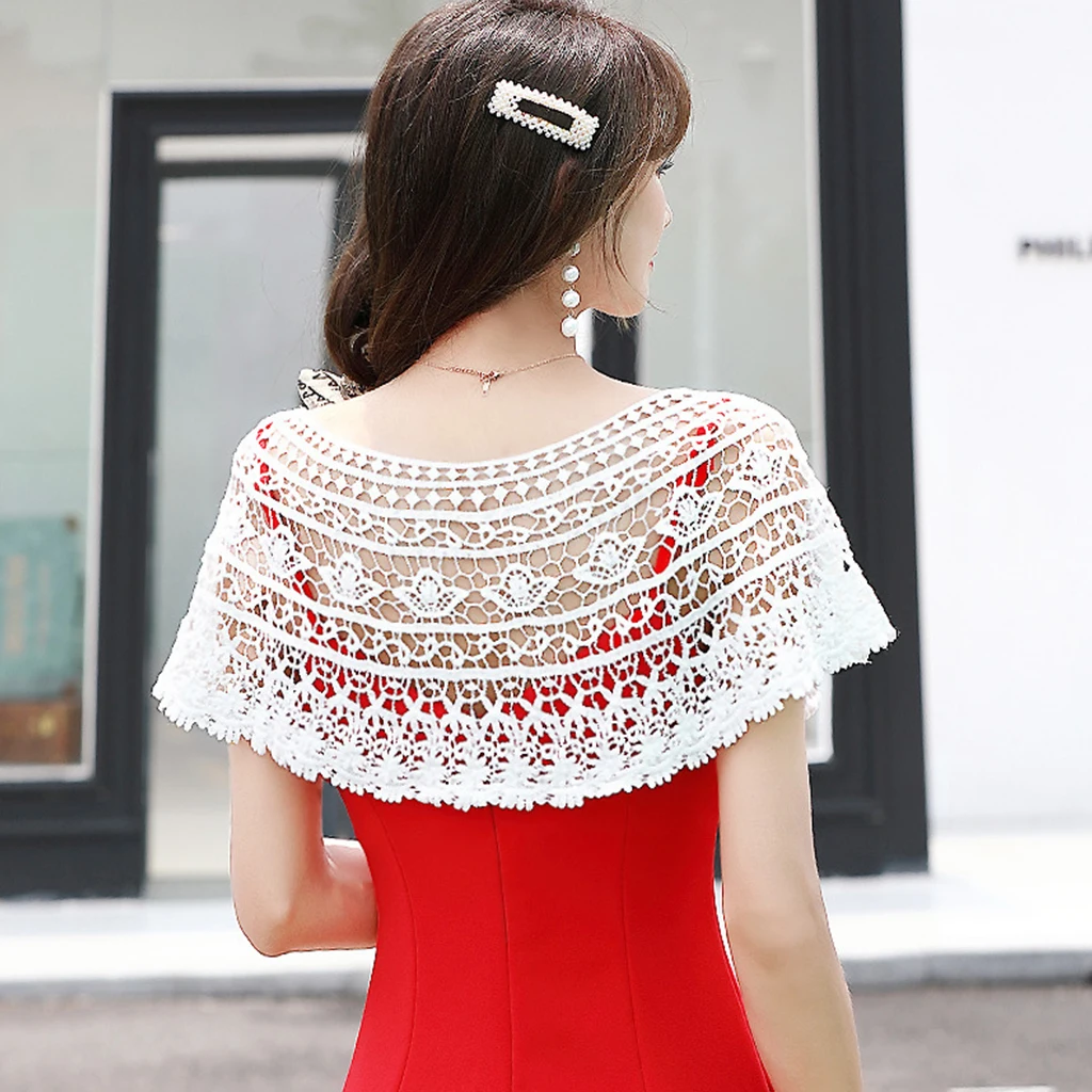 Women Embroidery Floral Lace Shawl Wrap Shrug Sheer Mesh Tassels Wedding Capelet Stole Vintage Bridal Cover Up Bolero