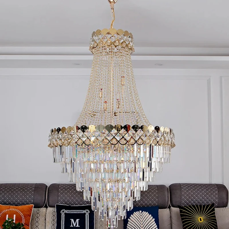 

Современная хрустальная люстра для виллы, гостиной, роскошный подъемник, вестибюль, ресторан, прикроватное подвесное освещение, дизайн подвески