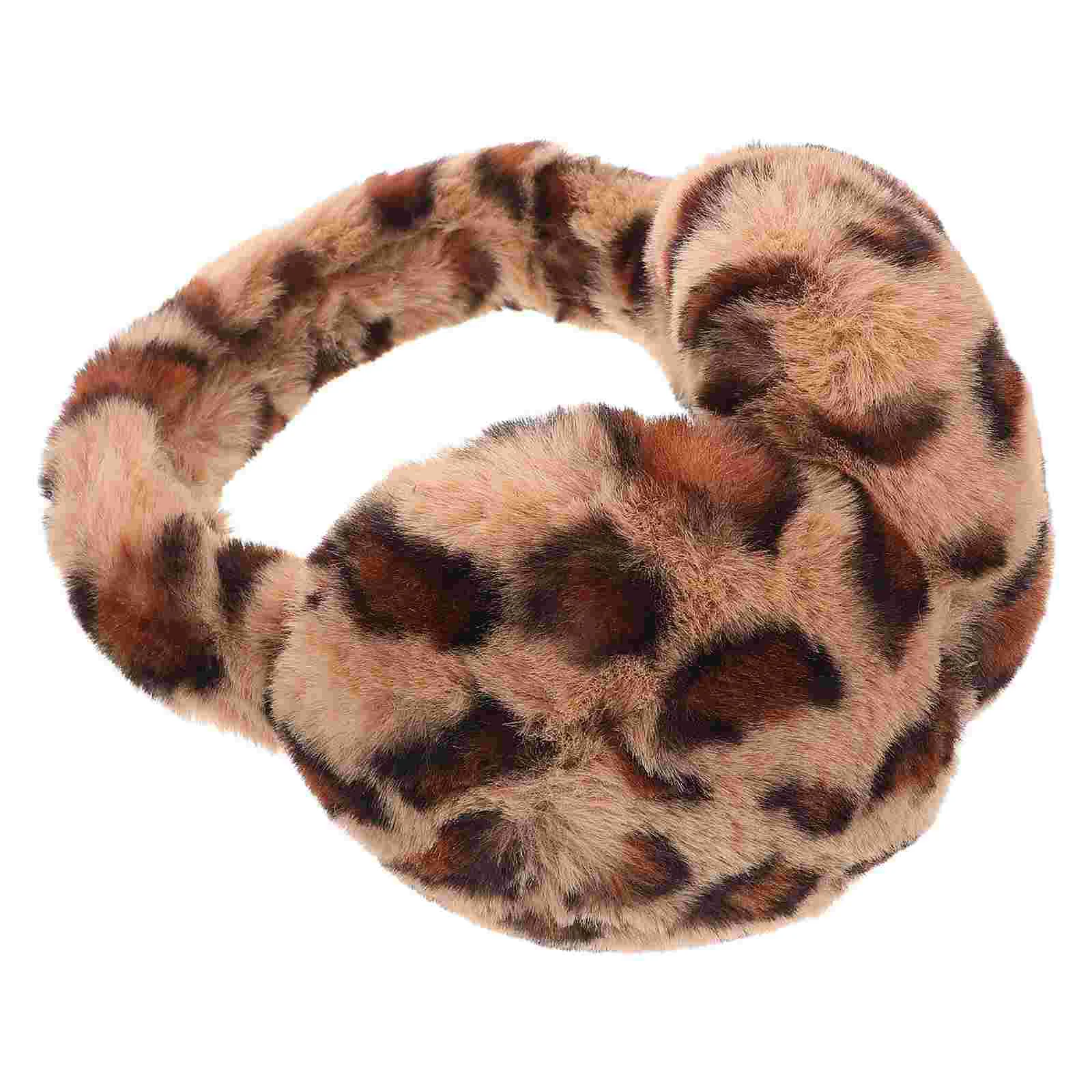 

Leopard Print Furry Warmers Headset Cover Covers Winter Men Earphone Case Miss