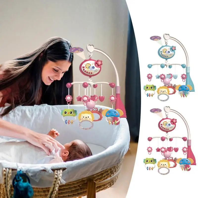 Hochet Mobile CPull pour Bébé de 0 à 3 Ans, Projecteur Musical Rotatif, Cloche de Lit