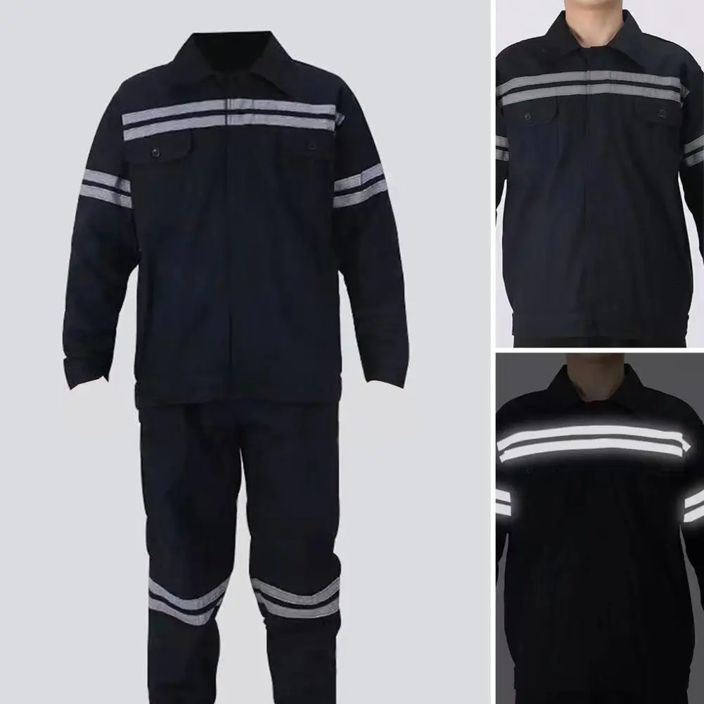 Breathable Work Uniform High Visibility Workwear Set Reflective Jacket Pants Trousers for Safety Welding Repairman Uniform Work