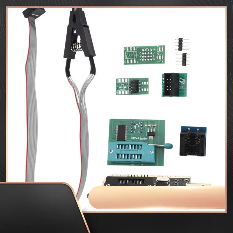 

1Set CH341A 24 25 Series EEPROM Flash BIOS USB Programmer+SOIC8 SOP8 Test Clip+SPI Flash 1.8V Adapter+SOP8 SOIC8 To DIP8