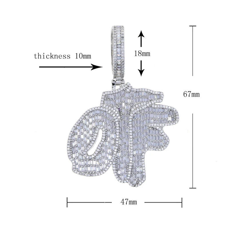 Iced Out Letter OTF Pendant Paved 5A Cubic Zircon Stone With Rope Tennis Cuban Chain Necklace For Men Hip Hop Jewelry