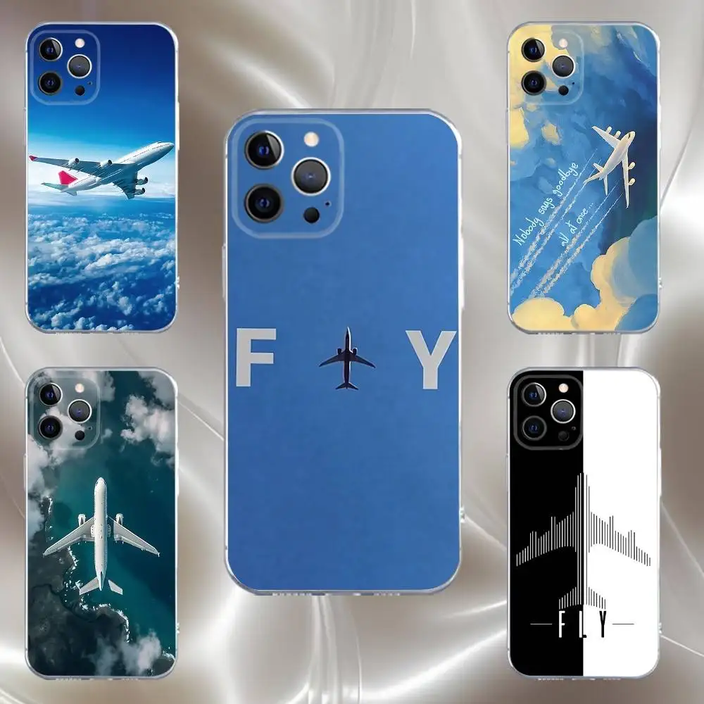 

Airplane Plane Phone Case For iPhone 16,15,14,13,12,11 Pro,Max,Plus,X,XS,XR,SE,Mini Transparent Silicone Soft