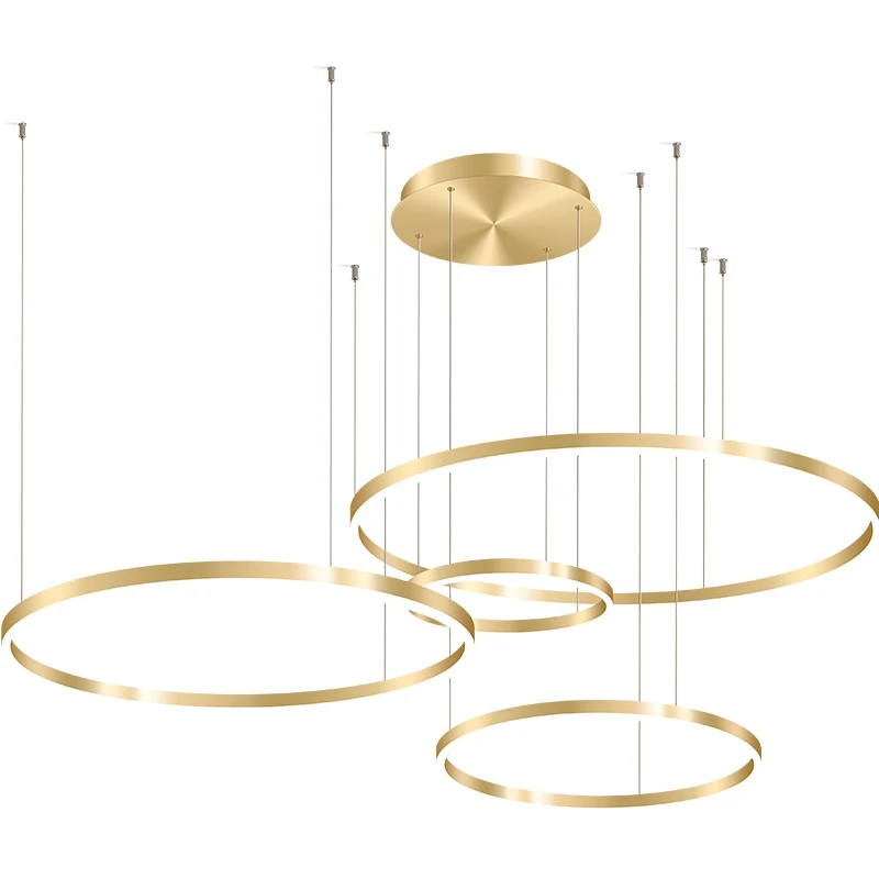 

Living Room Gold Ring Chandelier Acrylic Led Restaurant Lamp Modern Minimalist Art Creative Personality Round Circle Lighting