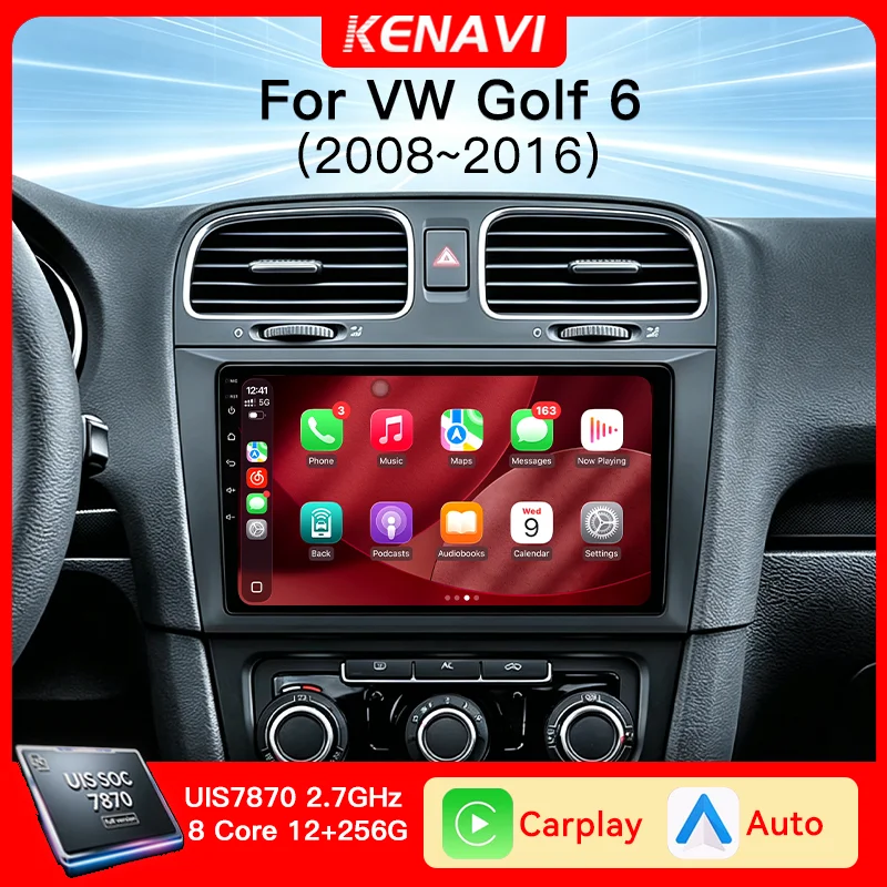 UIS7870 6nm Car Stereo Radio For VW Golf 6 2008-2016 Wireless Carplay Android Auto AM FM RDS Car Multimedia Player GPS 4G 2 Din