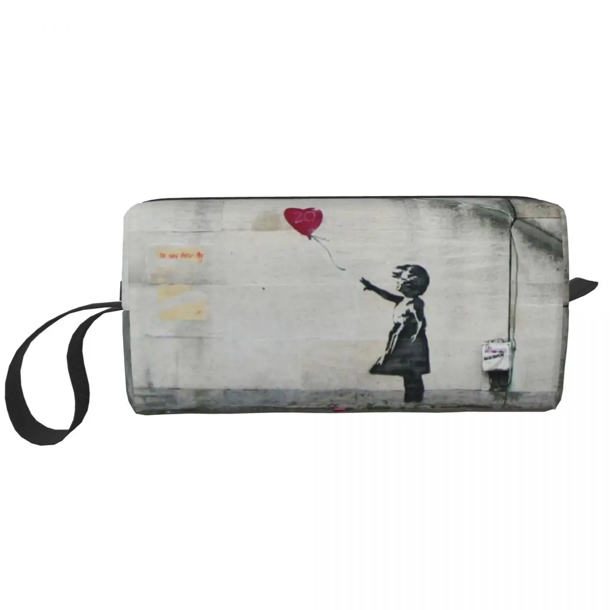 Custom Banksy Balloon Girl Toiletry Bag for Street Graffiti Artist Makeup Cosmetic Organizer Lady Beauty Storage Dopp Kit Box