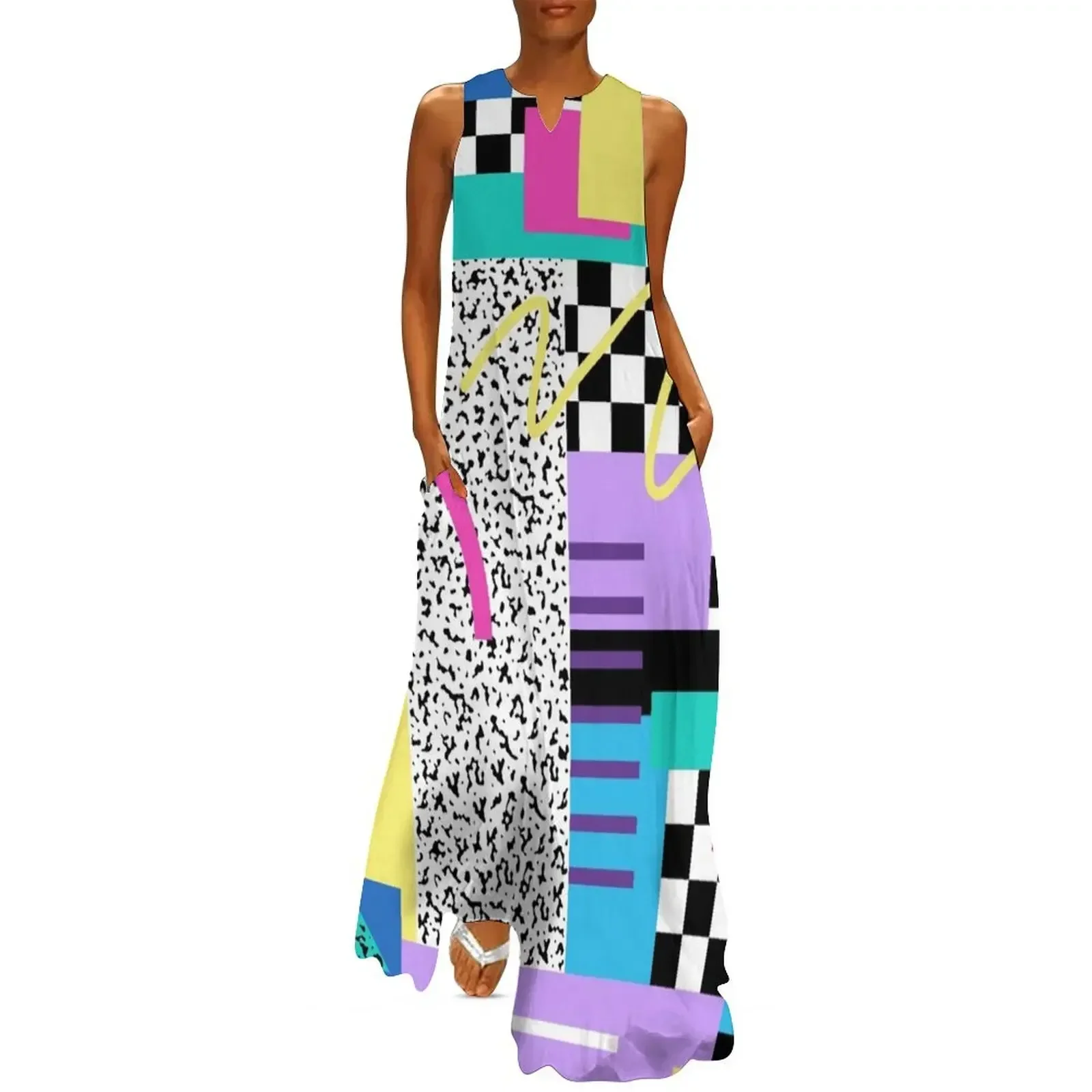 

Memphis Pattern 110 - Retro 90s / 80s Long Dress Long dress evening dresses ladies Women's summer dress long women