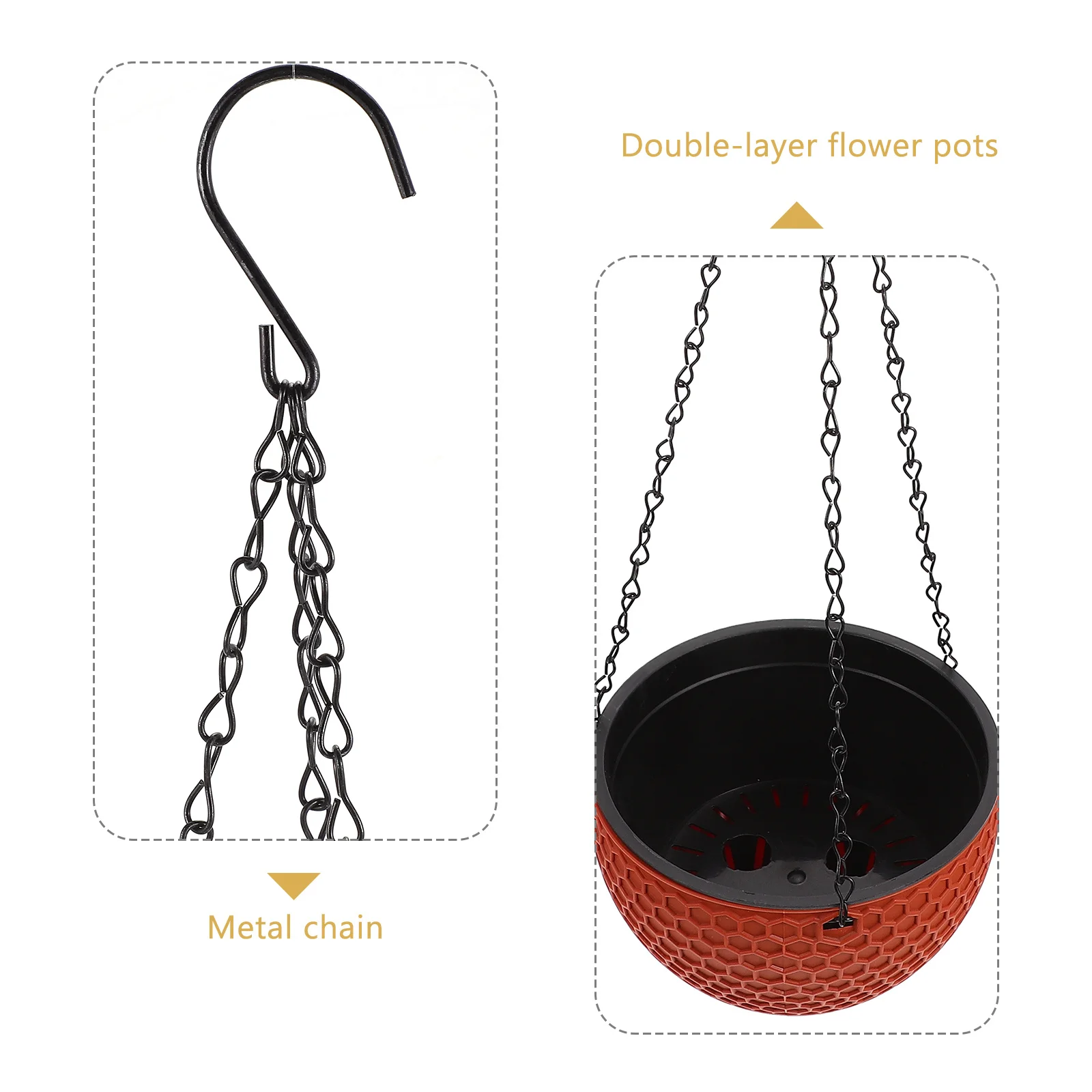 

2Pcs Plastic Hanging Flower Pot Durable Balcony Plant Basket Decorative Garden Indoor Outdoor Hanging Flowerpot