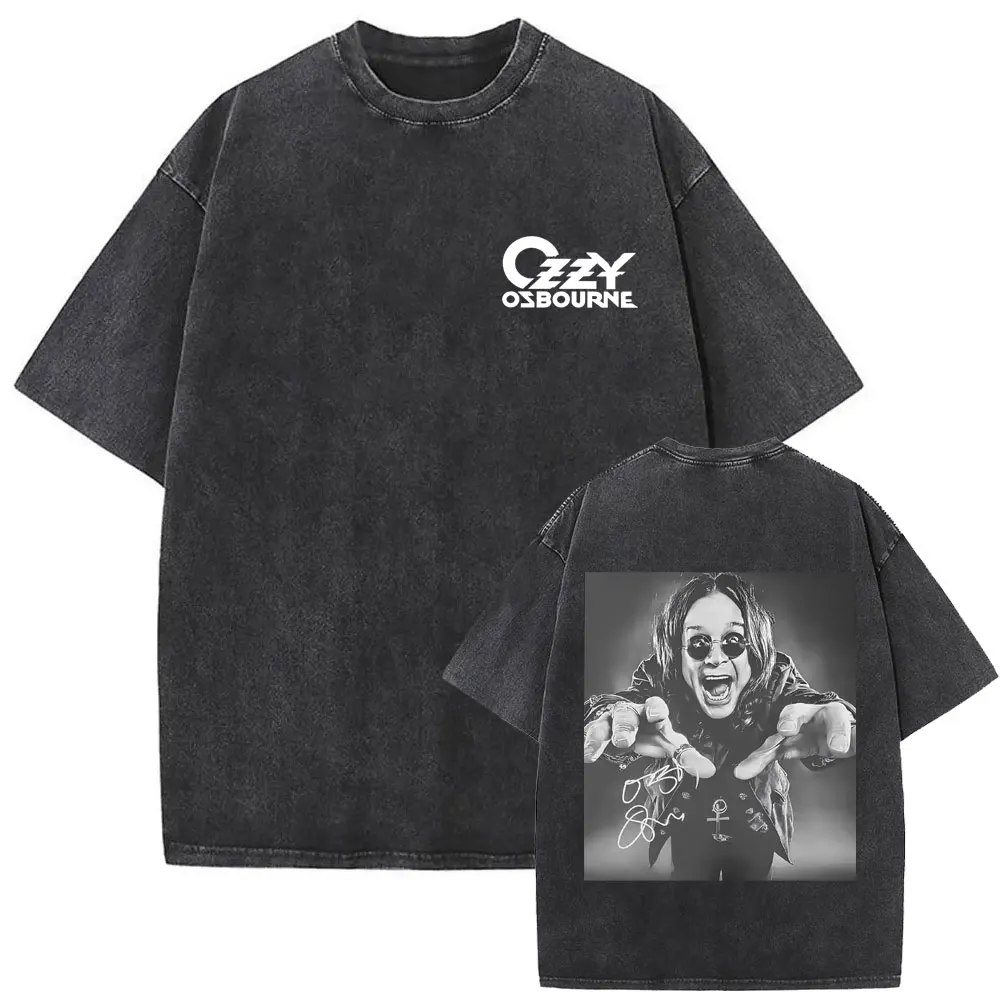 

Black Sabbath Ozzy Osbourne Vintage Washed T-shirt Men Women Retro Heavy Metal Rock T Shirts Male Gothic Oversized Streetwear