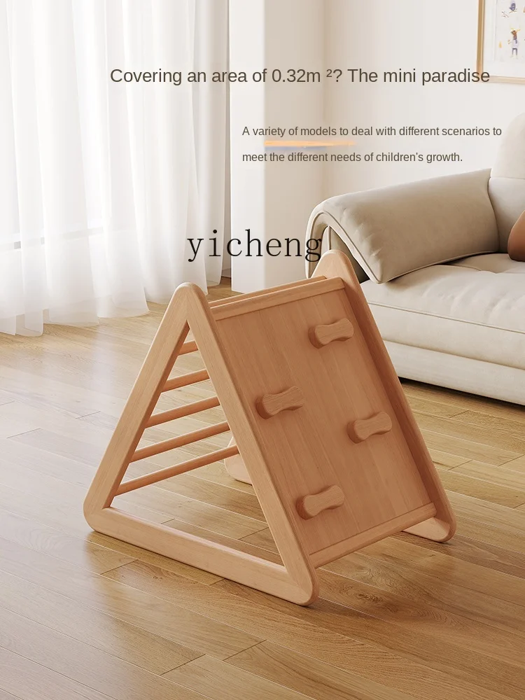 ZF-mesa de juego de madera maciza de haya para niños, tobogán de escalada en roca, marco de escalada triangular, mesa de juguete interior para bebés