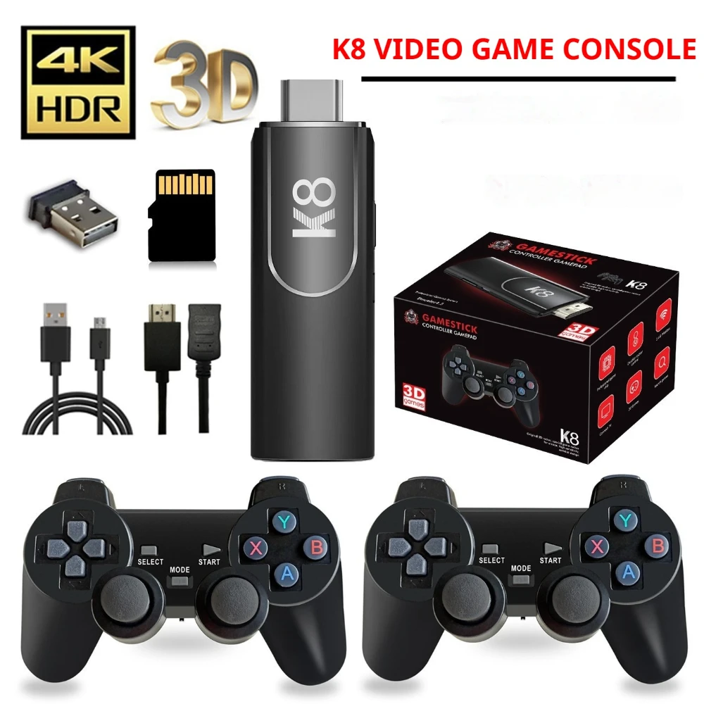 K8 TV ريترو لعبة وحدة التحكم 2.4G المزدوج وحدة تحكم لاسلكية لعبة التلفزيون عصا 4K HD 20000 ريترو الألعاب الكلاسيكية ريترو لعبة لاعب