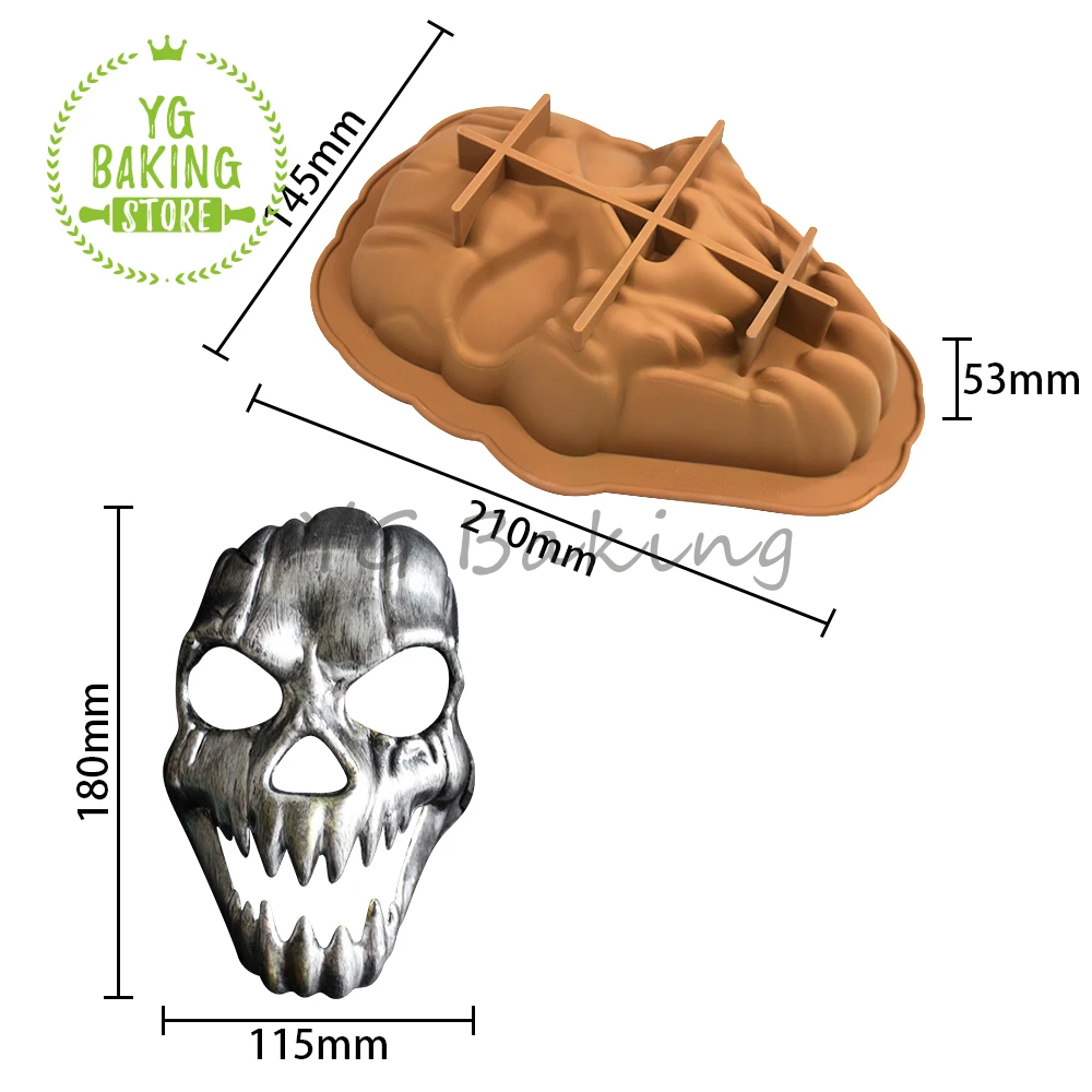 Dorica 3D Halloween Skull/Clown Mask Design Chocolate Silicone Mould DIY Smash Candy Mousse Mold Cake Decorating Tools Bakeware