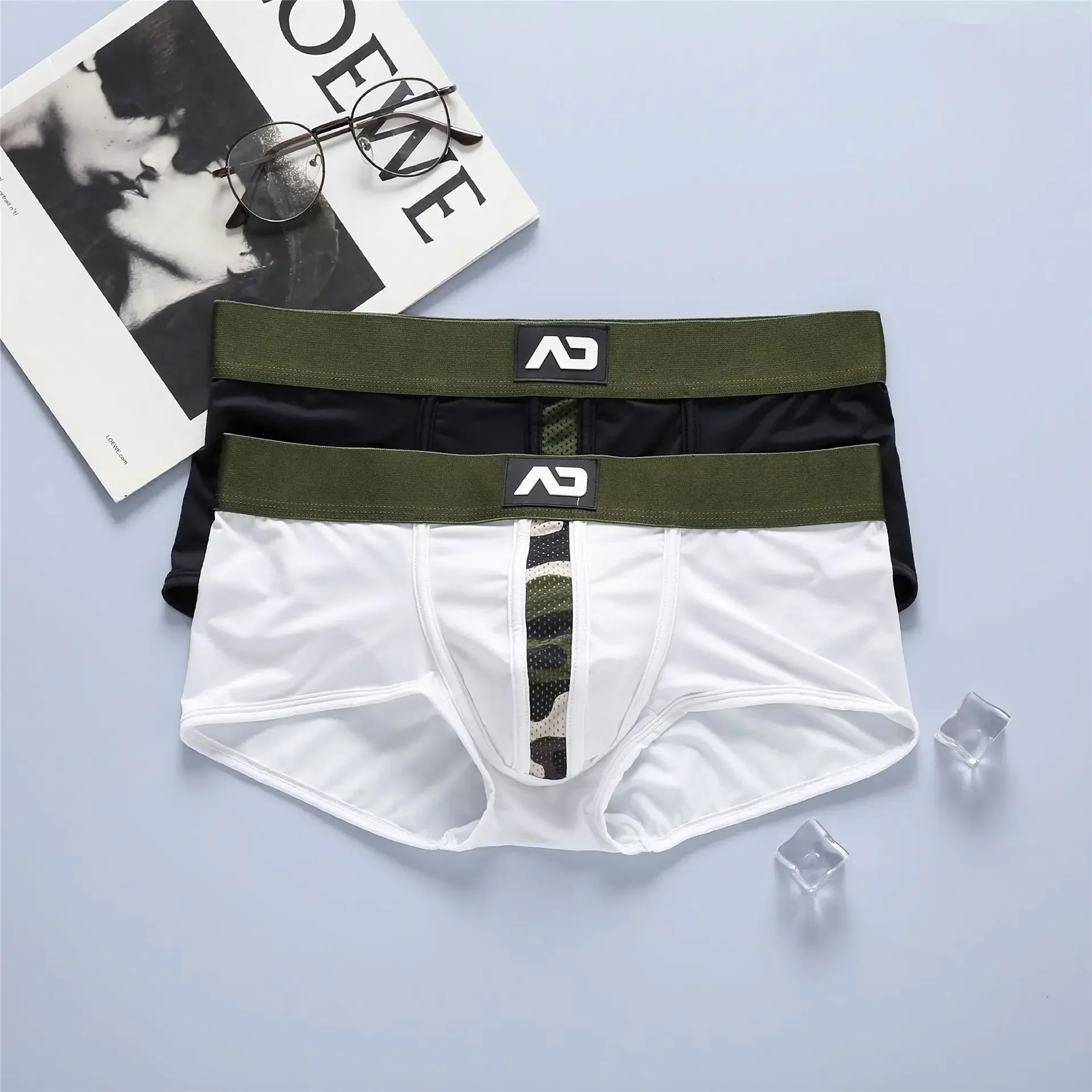 New men's boxer panties, milk shredded low-rise stretch three-dimensional bags, comfortable boxers