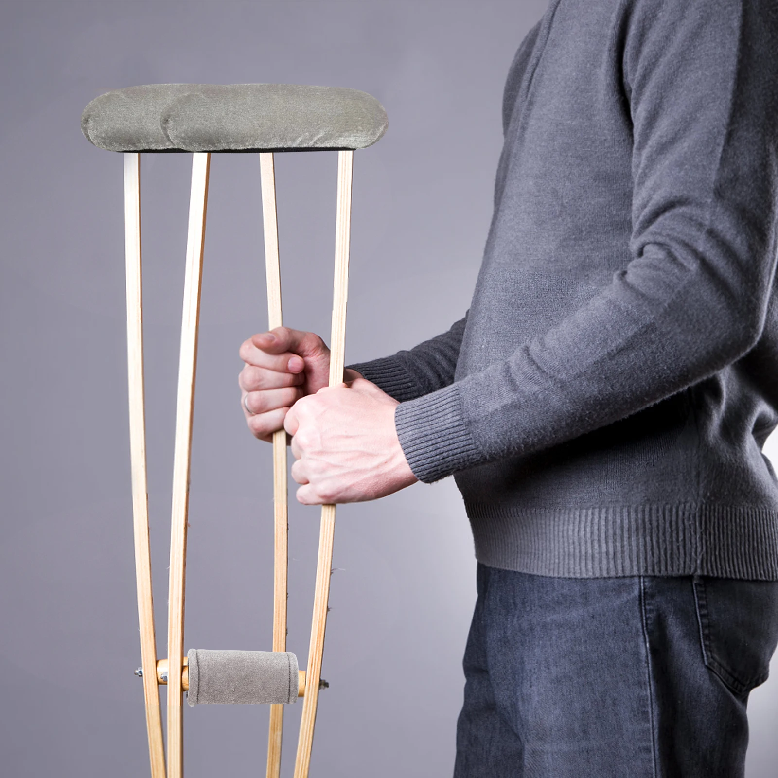 

2Pcs Soft Underarm Crutch Pads for Elderly Anti Scratch Elastic Design Portable Lightweight Cane Pad Hand Grip Cover