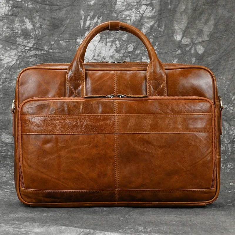 Business Office Laptop Bag for Men Genuine Leather Handbag Men's Real Leather Computer Shoulder Bag Male Fashion Briefcase