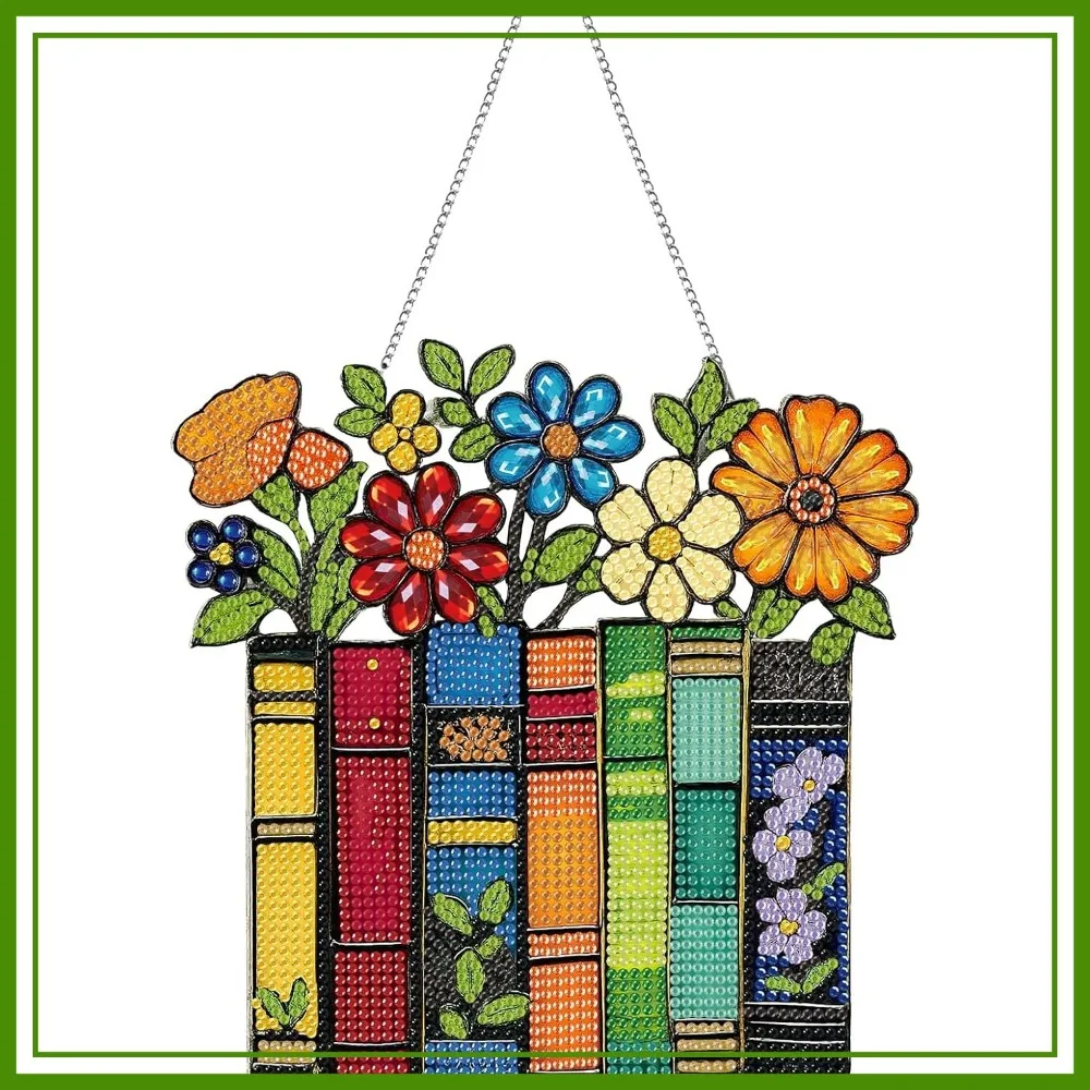

Flowers Diamond Art Suncatchers for Adults, 5D Gem Art Kits, DIY Window Decor, Hanging Craft Gift