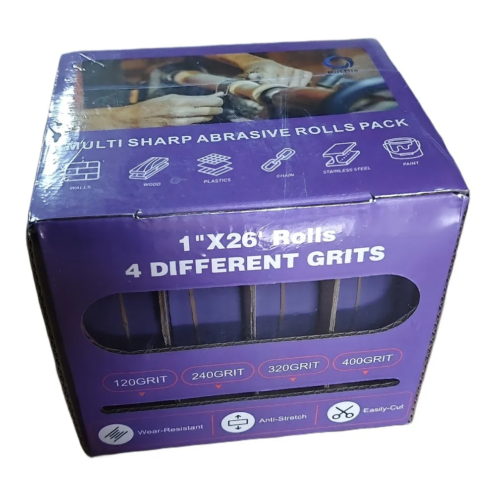 1set 25mm*6m Multi Grit Abrasive Rools High Precision Alumina Sanding Belt Roll Pull Out Box Sandpaper For Metal Wood Glass