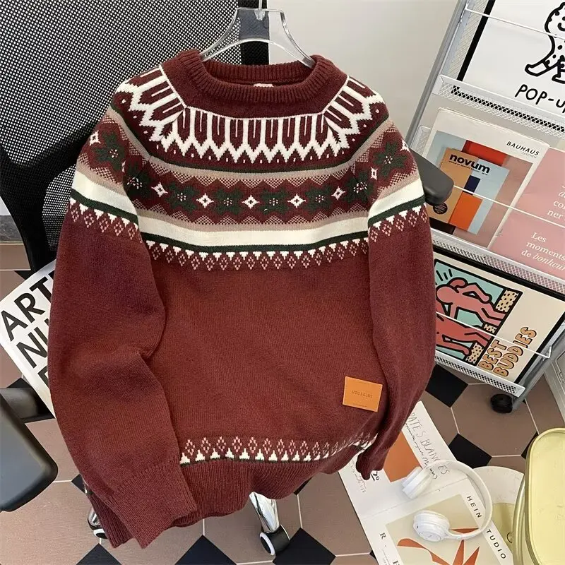 

Slim Fit round Neck Knitwear Men's Fashion Brand Stylish Autumn Winter Base Shirt 2024 New Style Youthful Vitality Polyester ...