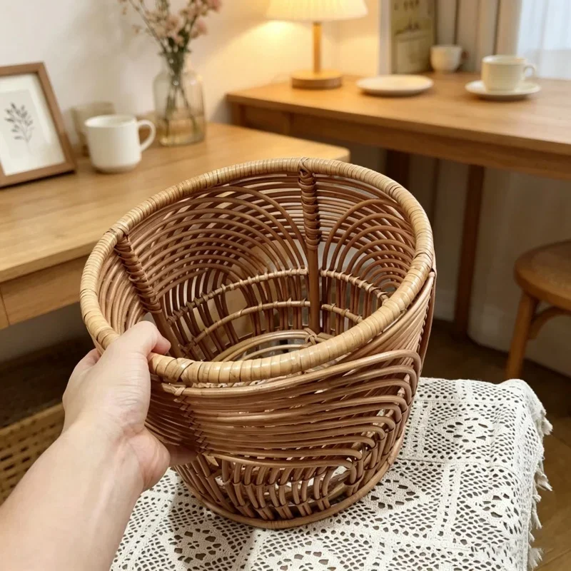 Baby Boy Girl Infant Photography Props Retro Rattan Basket Chair Posing Bed Studio Photo Shooting Background Decor Accessories
