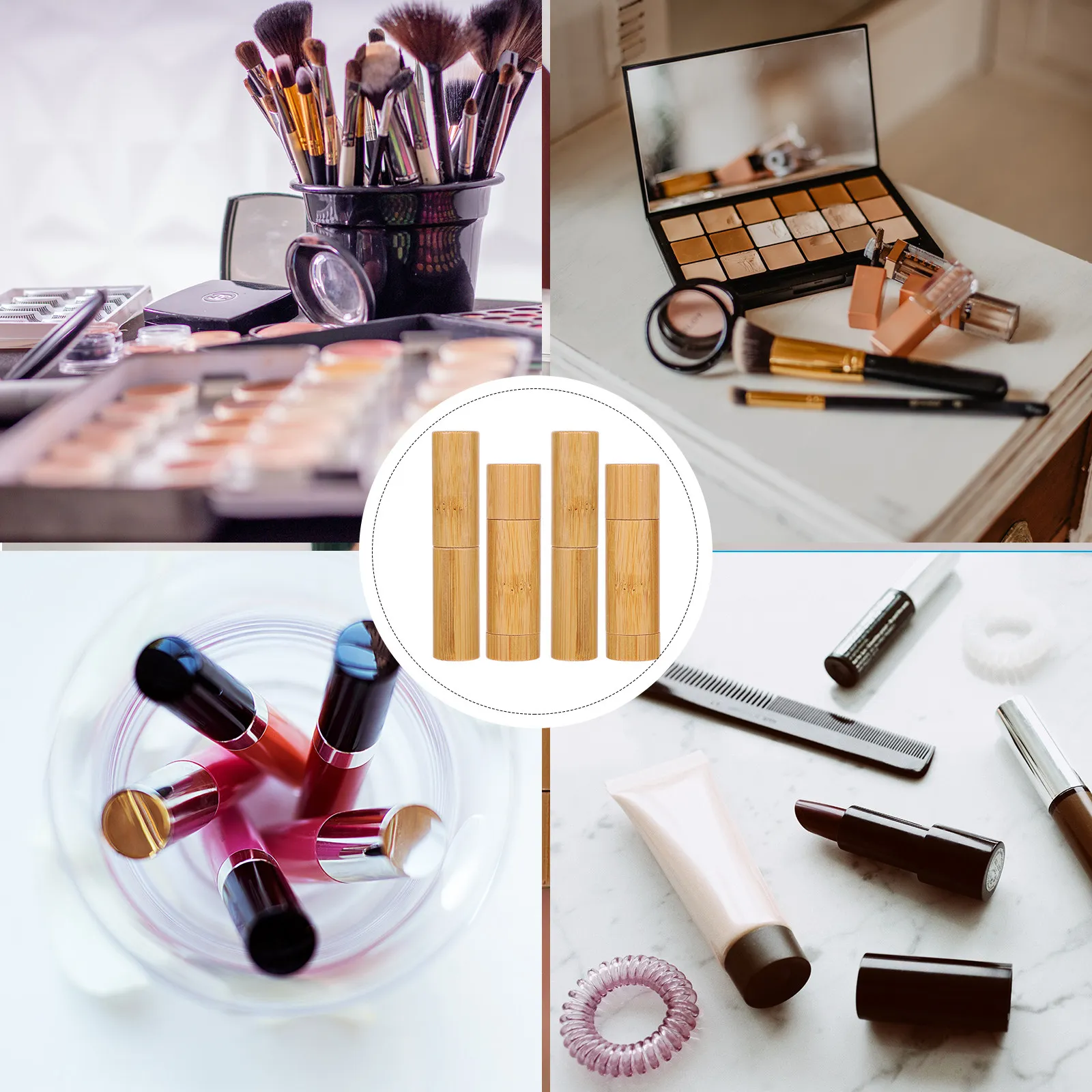4 Pezzi Tubetti Portatili in Bambù Vuoti per Rossetto, Contenitori Fai-da-te per Balsamo Labbra e Matite, Ideali per Viaggi, Borsa, Leggeri