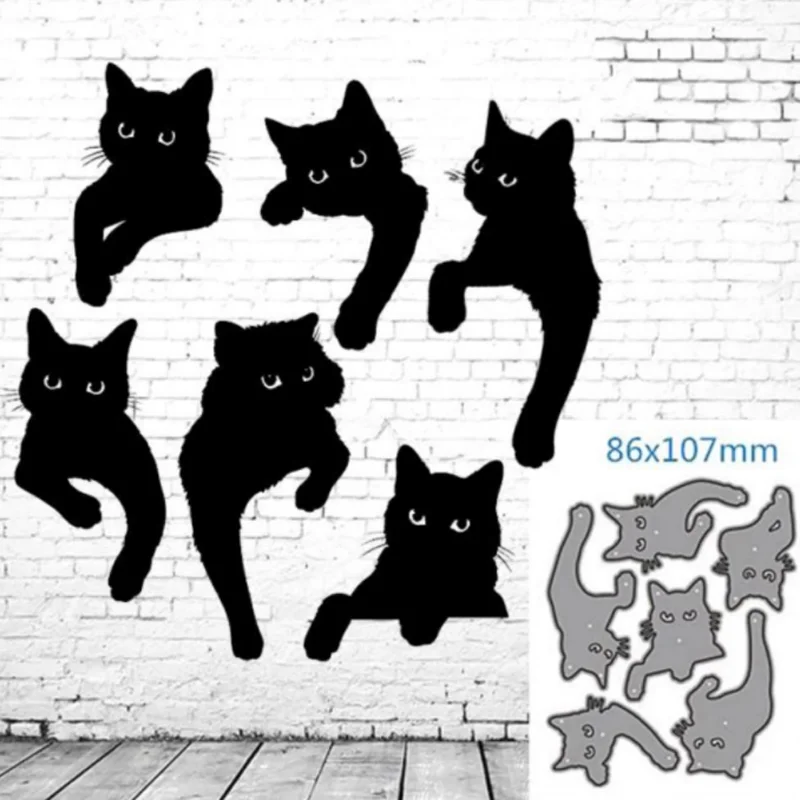 

Cartoon Six Cats Etching Metal Cutting Dies DIY Scrapbooking Die Cutout Wedding Party Craft Card Embossing Decoration Stencils